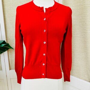 Banana Republic Red Cardigan Sweater with Crystal Buttons Women's Size SP